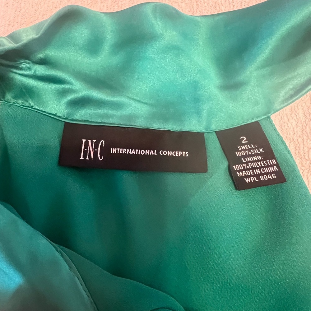 INC Teal Silk Halter Top - Picture 2 of 3